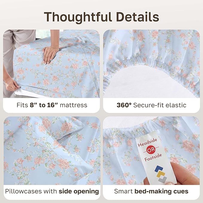 California Design Den Soft Cotton Bed Sheets Full Size Set, 400 TC Good - Image 5