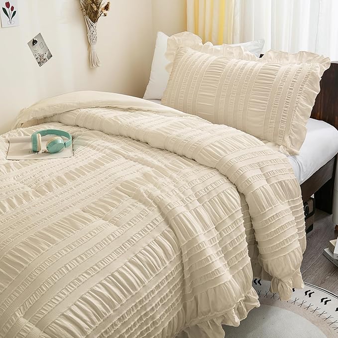 WONGS BEDDING Comforter Set Twin, 3 Pieces Ruffle - Image 7