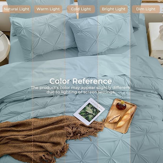 Sasttie Twin Comforter Set, 5-Piece Bed in a Bag, Pintuck Bedding Sets - Image 8