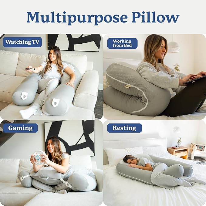 Plufl Hugl Cooling Body Pillow & Breeze Cooling Blanket Set | U-Shaped Memory - Image 4