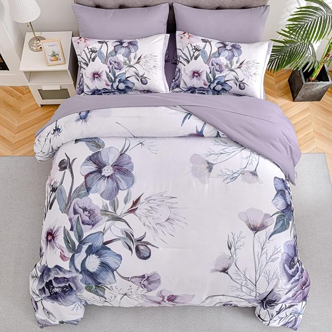 Luxudecor Floral Comforter Set California King Size 7 Piece, Elegant Floral - Image 3