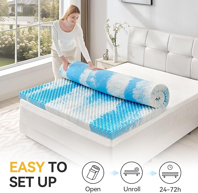 SINWEEK 2 Inch Egg Crate Memory Foam Mattress Topper Twin XL, Twin Extra Long - Image 7