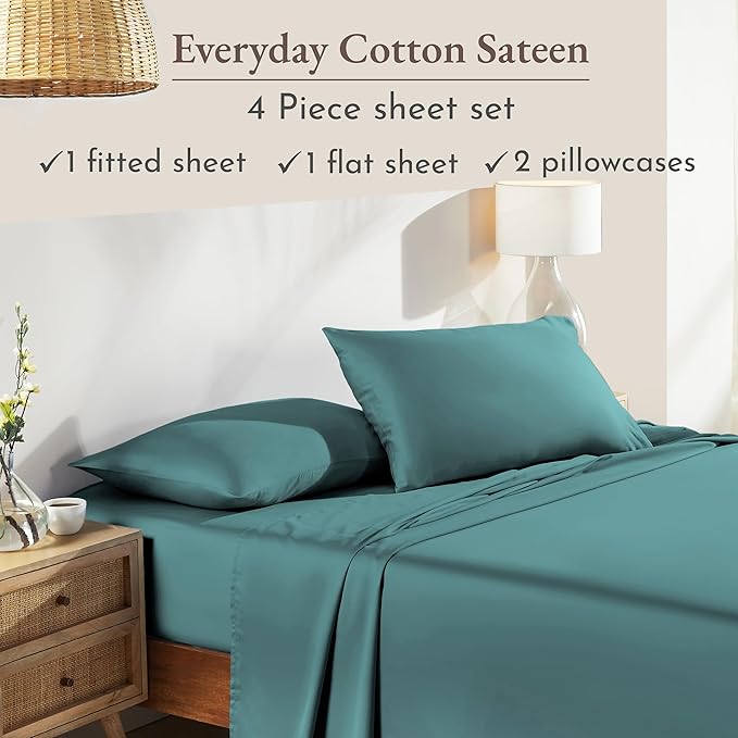 California Design Den Natural 100% Cotton Bed Sheets Full Size Bed Set - Image 4