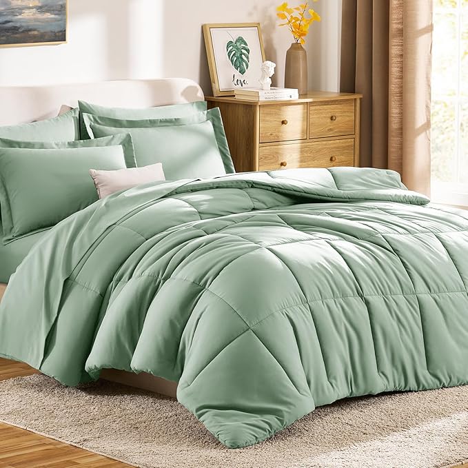 CozyLux Full Size Comforter Sets Sage Green - Image 9