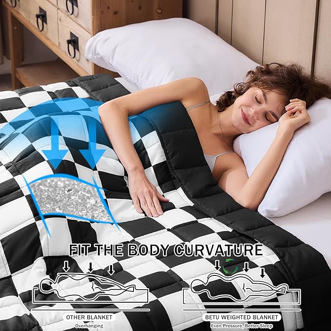 Black Checkered Weighted Blanket - Image 4