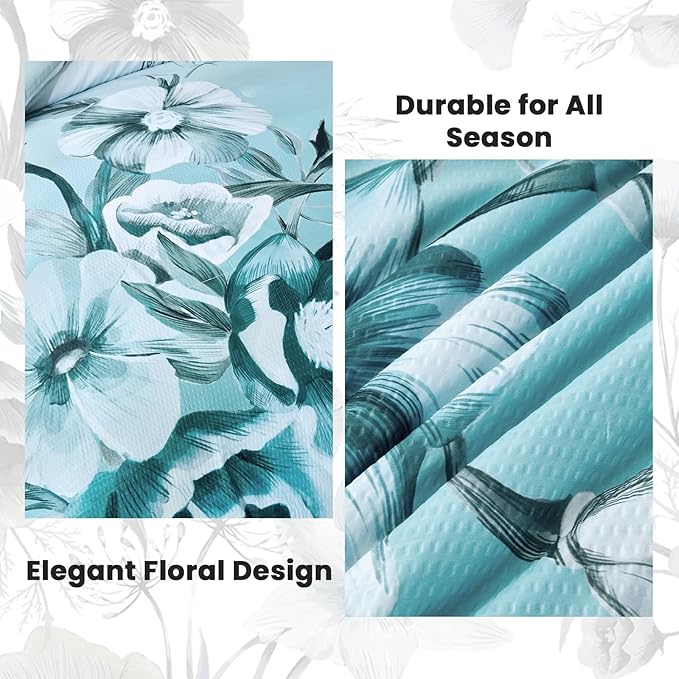 Luxudecor Floral Comforter Set Full Size 7 Piece, Aqua Flower Bed in a Bag - Image 5