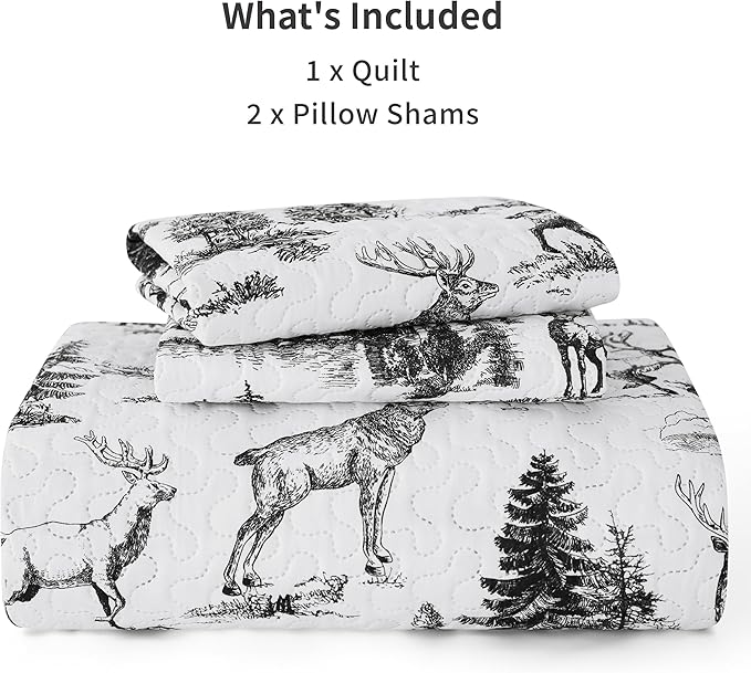 PPOLCA Rustic Queen Quilt Bedding Set, Christmas Lightweight Reversible Cabin - Image 6