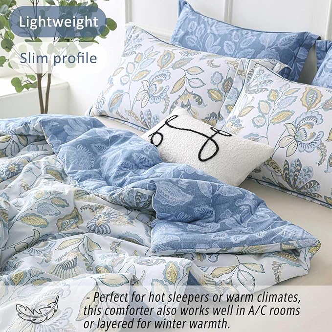 LEMIROE Vintage Botanical Cotton Comforter Queen Size 3PC - Image 3