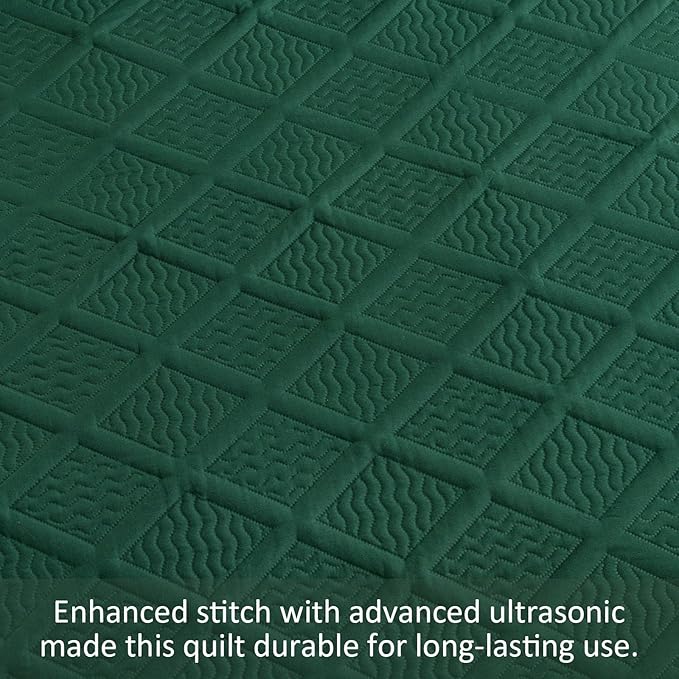 Yiran Quilts Queen Size, Emerald Green Spring Summer Bedspread Bedding Set - Image 6