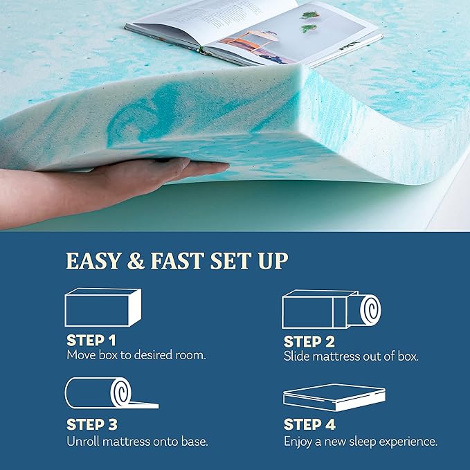 EGO Topper 4 Inch Twin XL Memory Foam Mattress Topper, Gel Foam Mattress Topper - Image 6