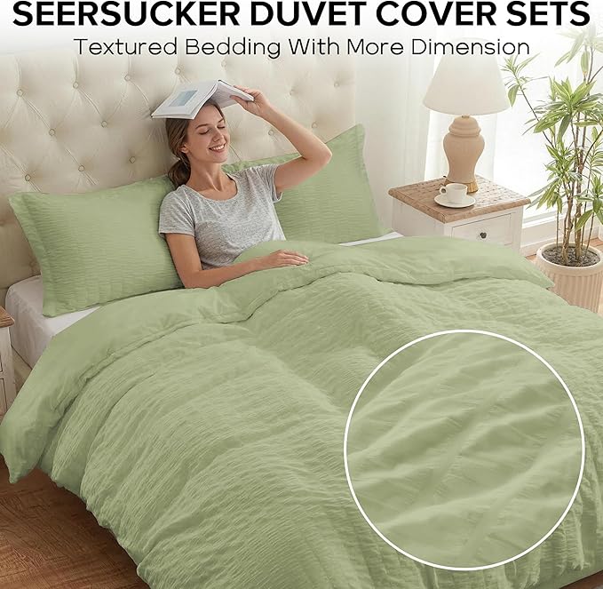 Cozyide Green Duvet Cover Full Size, 3 Pieces Bedding Duvet Covers, Soft - Image 2