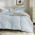 JELLYMONI Baby Blue Duvet Cover Queen Size, Soft Breathable Seersucker Duvet by JELLYMONI