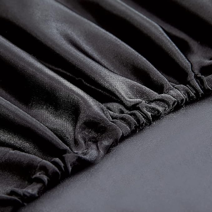 Homiest Black Satin Fitted Sheet Full Size Deep Pocket Luxury & Ultra Soft - Image 4