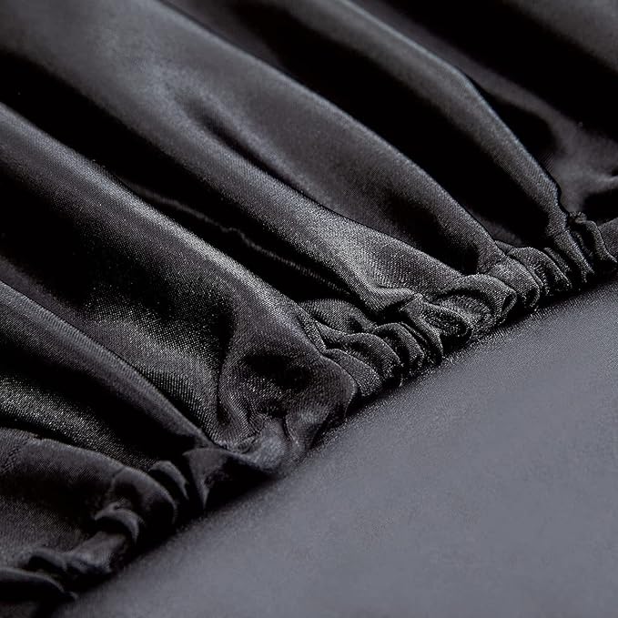 Homiest Black Satin Fitted Sheet King Size, Deep Pocket, Luxury & Ultra Soft - Image 4