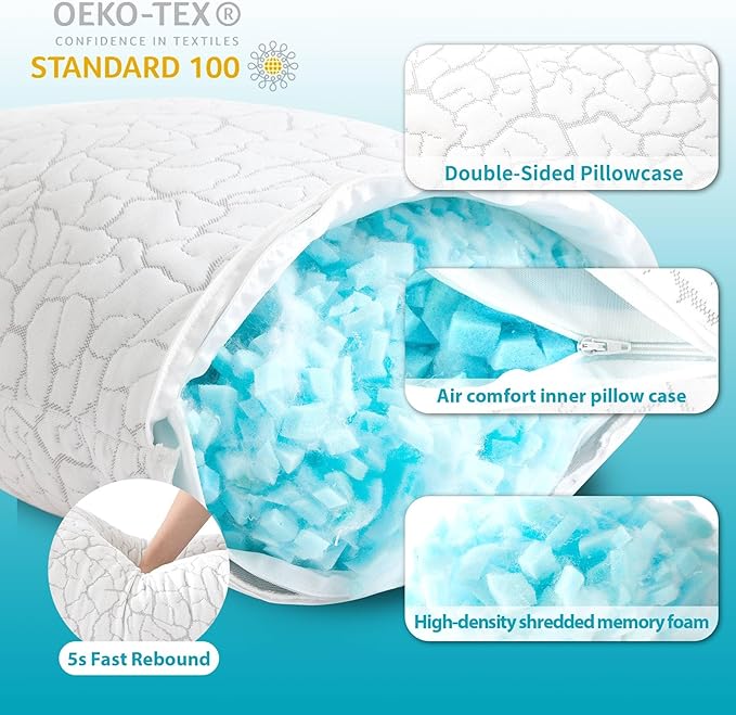 Cooling Body Pillow for Adults, Shredded Memory Foam Full Body Pillow - Image 5