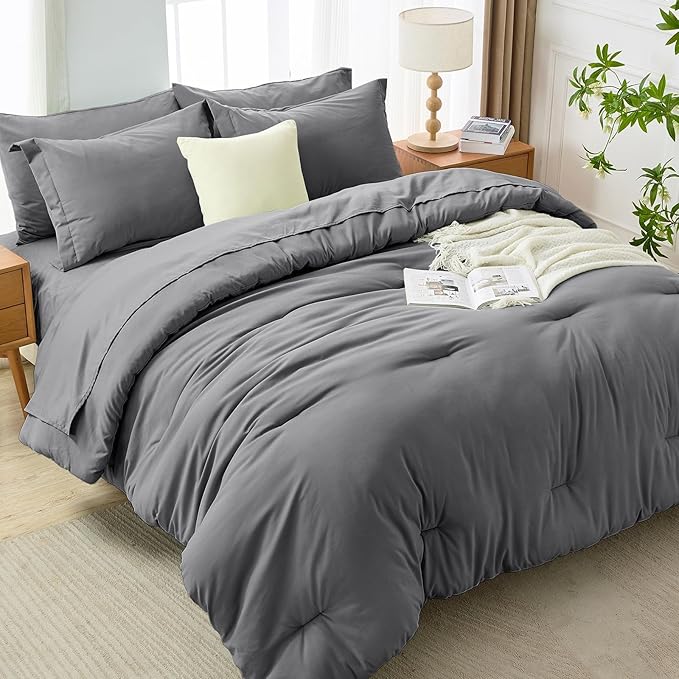 MUXHOMO 7 Pieces King Comforter Set, Soft Bed in a Bag King Size, All Season - Image 7