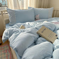 mixinni Blue Gingham Duvet Cover Queen Size by mixinni