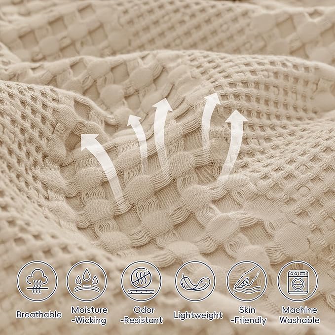 PHF Cooling Waffle Blanket Queen Size, Lightweight 60% Rayon from Bamboo & 40% - Image 4
