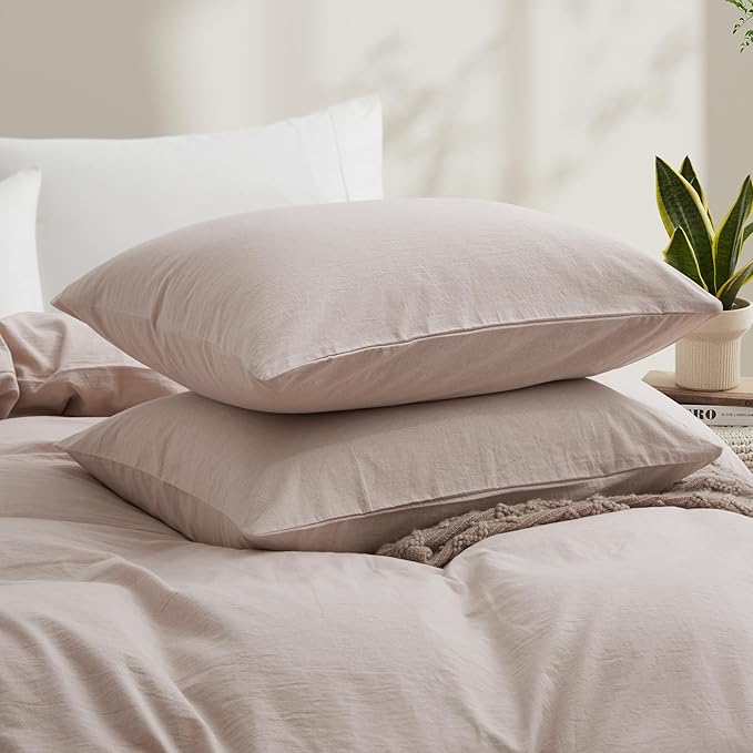 Linen Light Grey Duvet Cover Full Size, 100% Washed Cotton Linen Like Bedding - Image 3