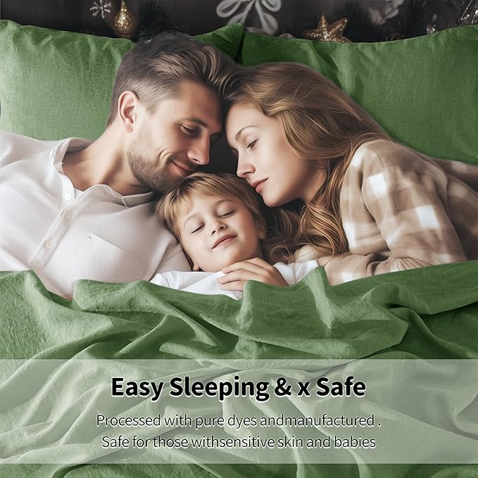 LBRO2M 100% Pure Linen Sheet Set Deep Pocket Up to 16" Bed Sheets Sets - Image 5