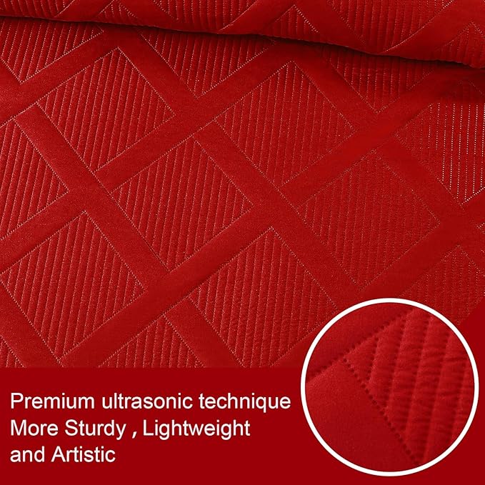 Exclusivo Mezcla Oversized King Quilt Set- Red Cal King Quilts Bedding Set - Image 4