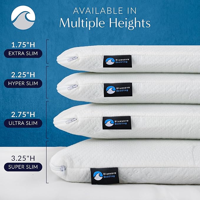Bluewave Bedding Extra Slim Gel Memory Foam Pillow - Image 6