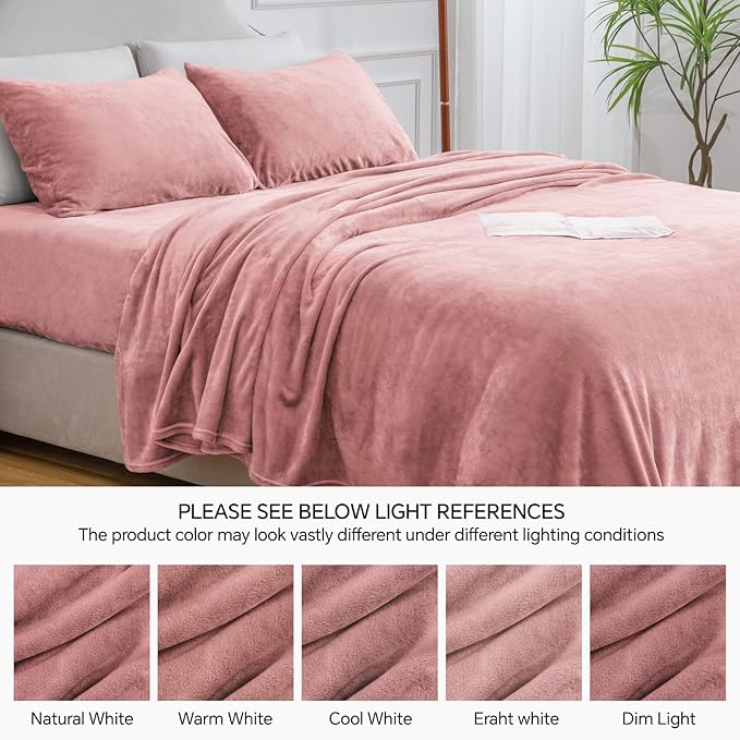 BEDELITE Flannel Sheets Twin Size Dusty Pink - Image 9