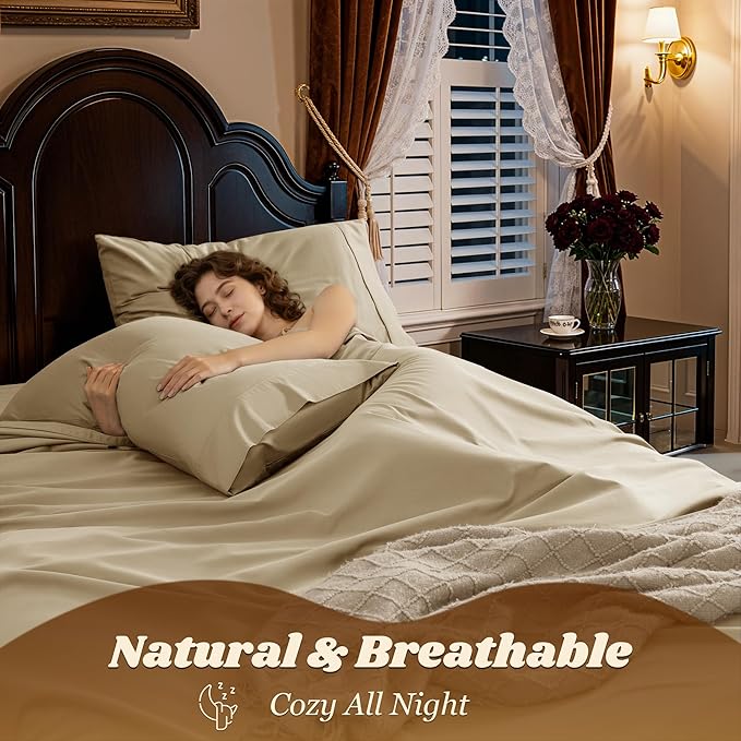 LBRO2M 1000 Thread Count 100% Egyptian Cotton Sheets Set Queen Size, 4 Piece - Image 5