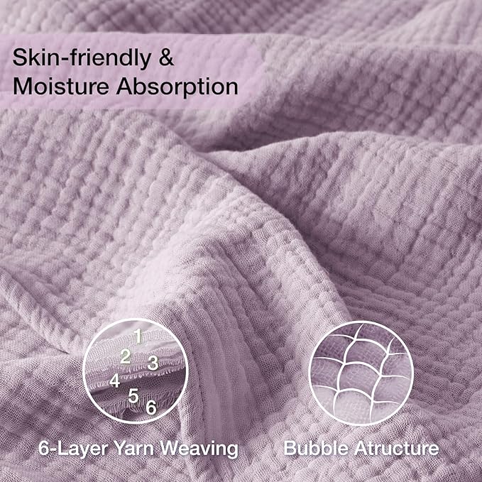 100% Cotton Muslin Blanket Twin XL 66" x 90", Breathable and Cooling Bed - Image 6