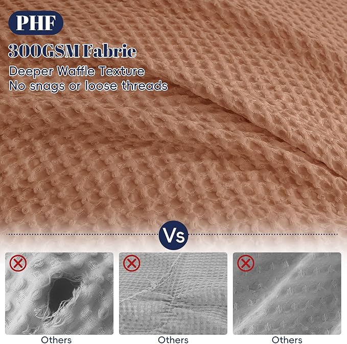 PHF Waffle Weave Duvet Cover Set Queen Size, No Snagging Ultra Soft Luxury - Image 3