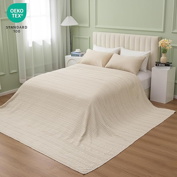 PHF Cooling Waffle Blanket California King Size, Lightweight 60% Rayon from - Image 6