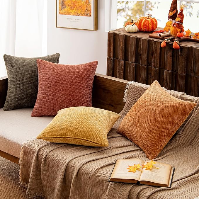 MIULEE Pack of 4 Orange/Yellow Couch Throw Pillow Covers 20x20 Inch Halloween - Image 9
