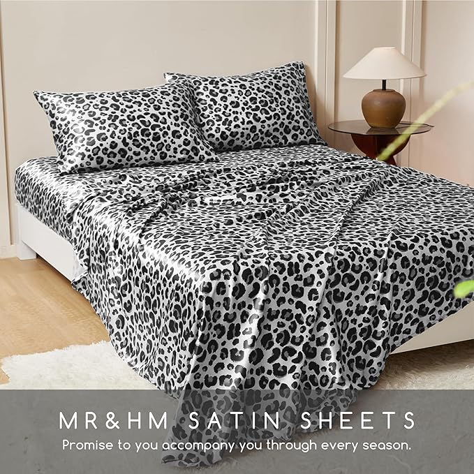 MR&HM Satin Sheets with Elastic Corner Straps, Queen Size Sheets Set - Image 8