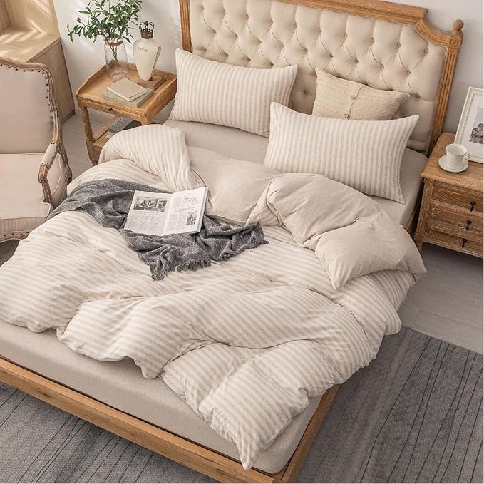 PURE ERA Jersey Knit 2pc Duvet Cover Set 100% T-Shirt Heather Cotton Super Soft - Image 2