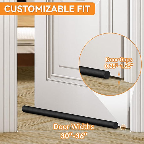(2 Pack) Under Door Draft Stopper, Under Door Blocker Size of Adjustable Size from 30" to 36", Easy Install,Gap Filler, Reduces Air Draft, Noise & Sound, Door Seal for Improved Insulation