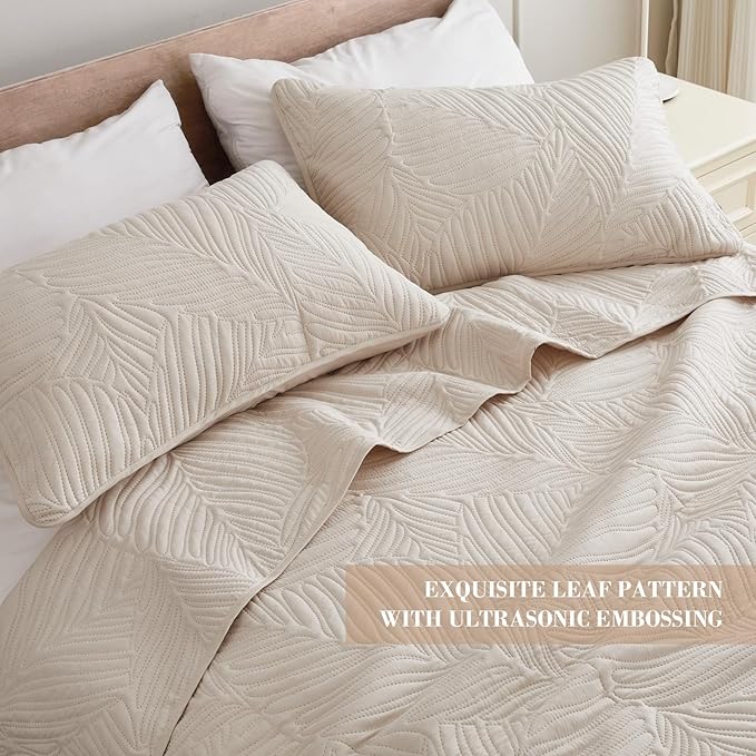Exclusivo Mezcla Queen Quilt Bedding Set, Lightweight Brich Beige Quilts Queen - Image 3