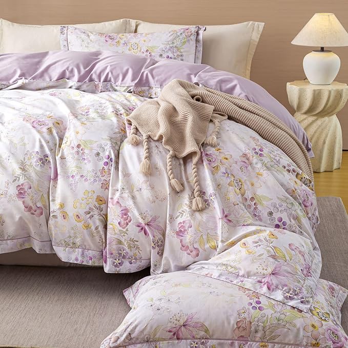 OAITE Duvet Cover Set Twin Size Floral Pattern Ultra Soft 100% Cotton Duvet - Image 2