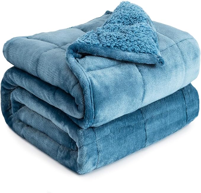 Weighted Blanket 20 lbs for Queen Bed, Flannel Shaggy Sherpa Weighted Blankets by Cottonblue