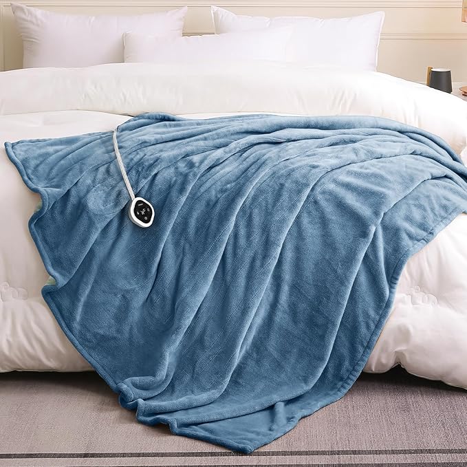 HOMLYNS LuxeHeat Heated Blanket Electric Blanket Full Size, Soft Flannel Sherpa - Image 7