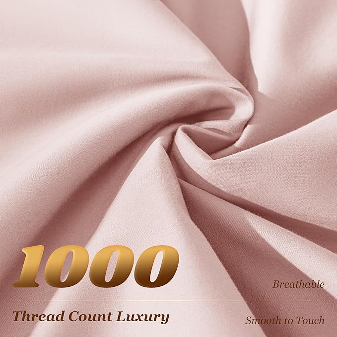 LBRO2M 100% Cotton Sheets Set Deep Pocket 19", 1000 Thread Count King Size 4 - Image 4