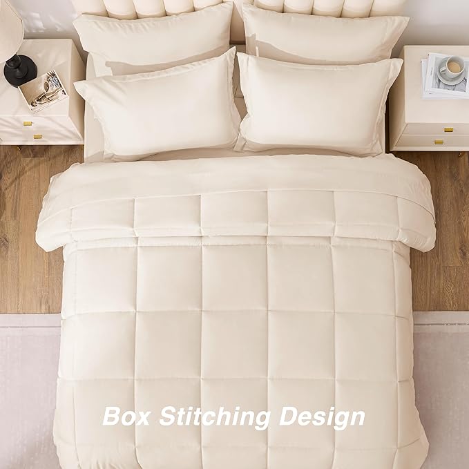 Love's cabin King Size Comforter Set Beige, 7 Pieces King Bed in a Bag - Image 4