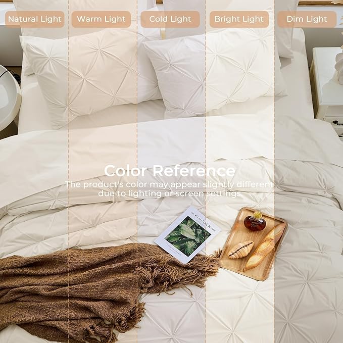 Sasttie Twin XL Comforter Set, 5-Piece Bed in a Bag, Pintuck Bedding Sets - Image 8