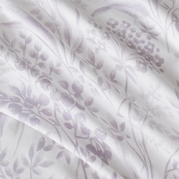SUSYBAO Lilac Flower Duvet Cover King 100% Cotton 3 Pcs Set 1 Lilac Purple - Image 3