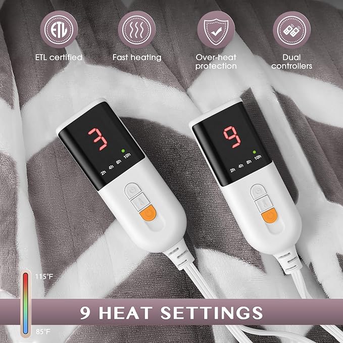 VENTIMI Electric Blanket Queen Size, Fast Heating Blanket - Image 2