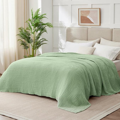 100% Cotton Muslin Blanket King 108" x 90", 6 Layers Breathable and Lightweight - Image 2