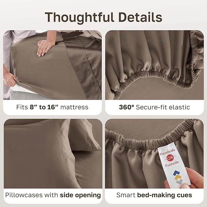 California Design Den 100% Cotton Full Size Bed Sheets, 600 Thread Count Sateen - Image 6