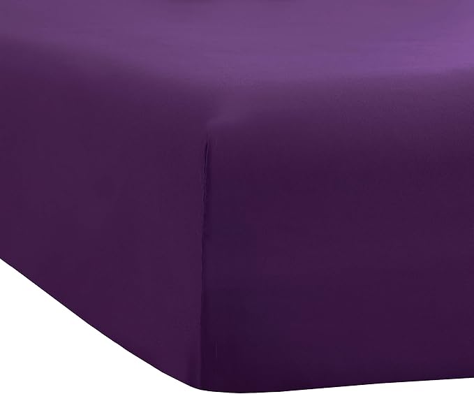 Sfoothome Fitted Bottom Sheet for Mattress, Single Full Size Purple Microfiber - Image 3