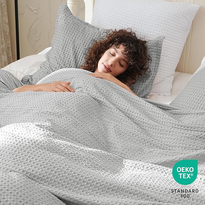 PHF Waffle Weave Duvet Cover California King, No Snagging Ultra Soft Luxury - Image 2