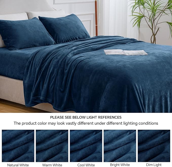 BEDELITE Flannel Sheets Queen Size Navy - Image 9