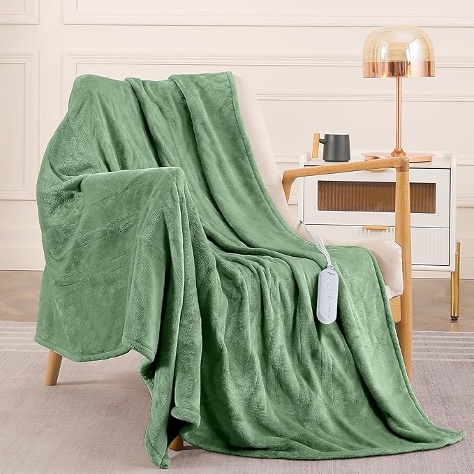 HOMLYNS LuxeHeat Heated Blanket Electric Blanket, Soft Flannel Sherpa Heated - Image 7